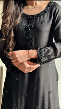 Grace Luxe Black Chermouse Silk fabric 3-Piece Suit