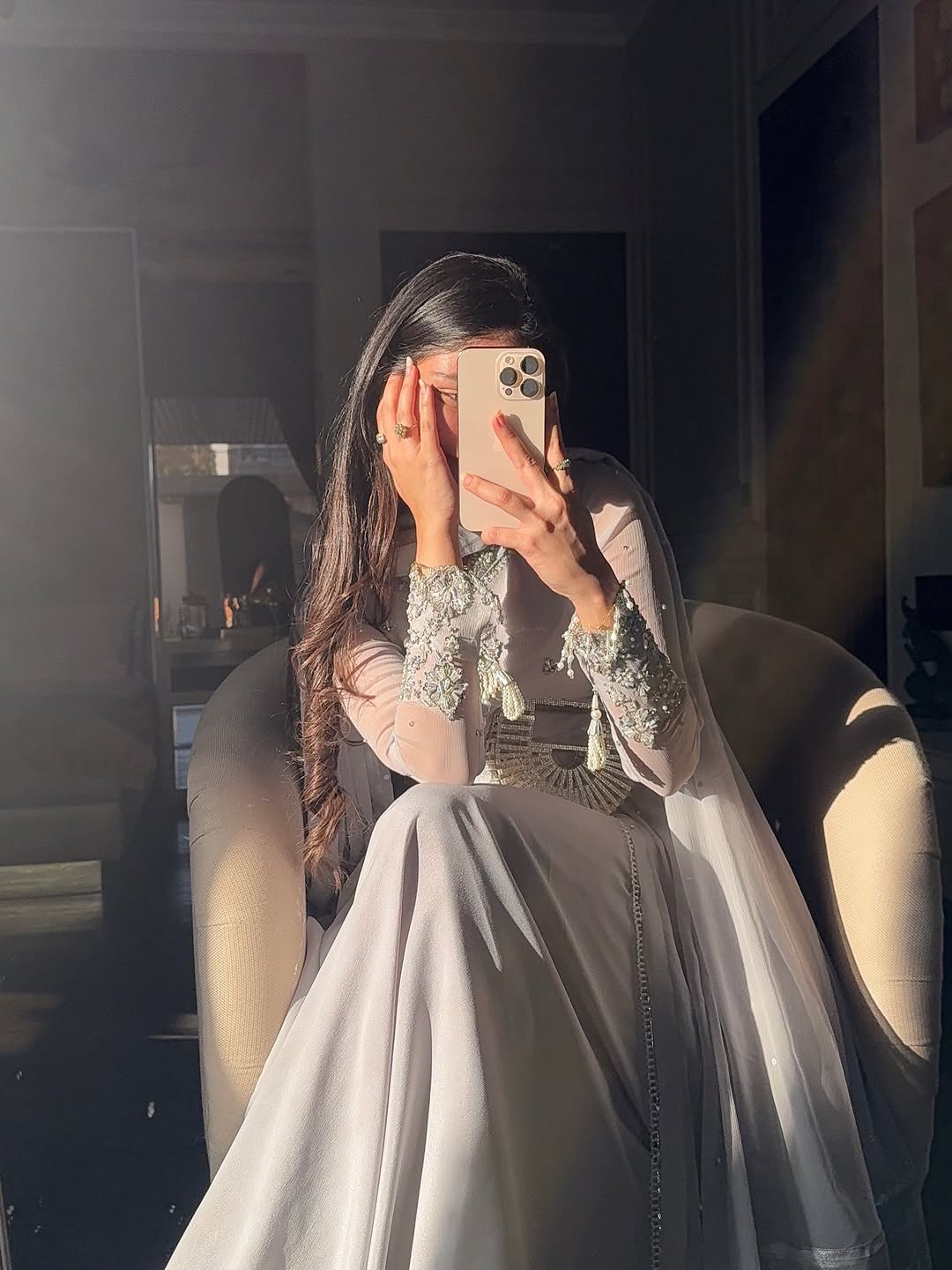 Luxury Hand-Embroidered Chiffon Maxi Set