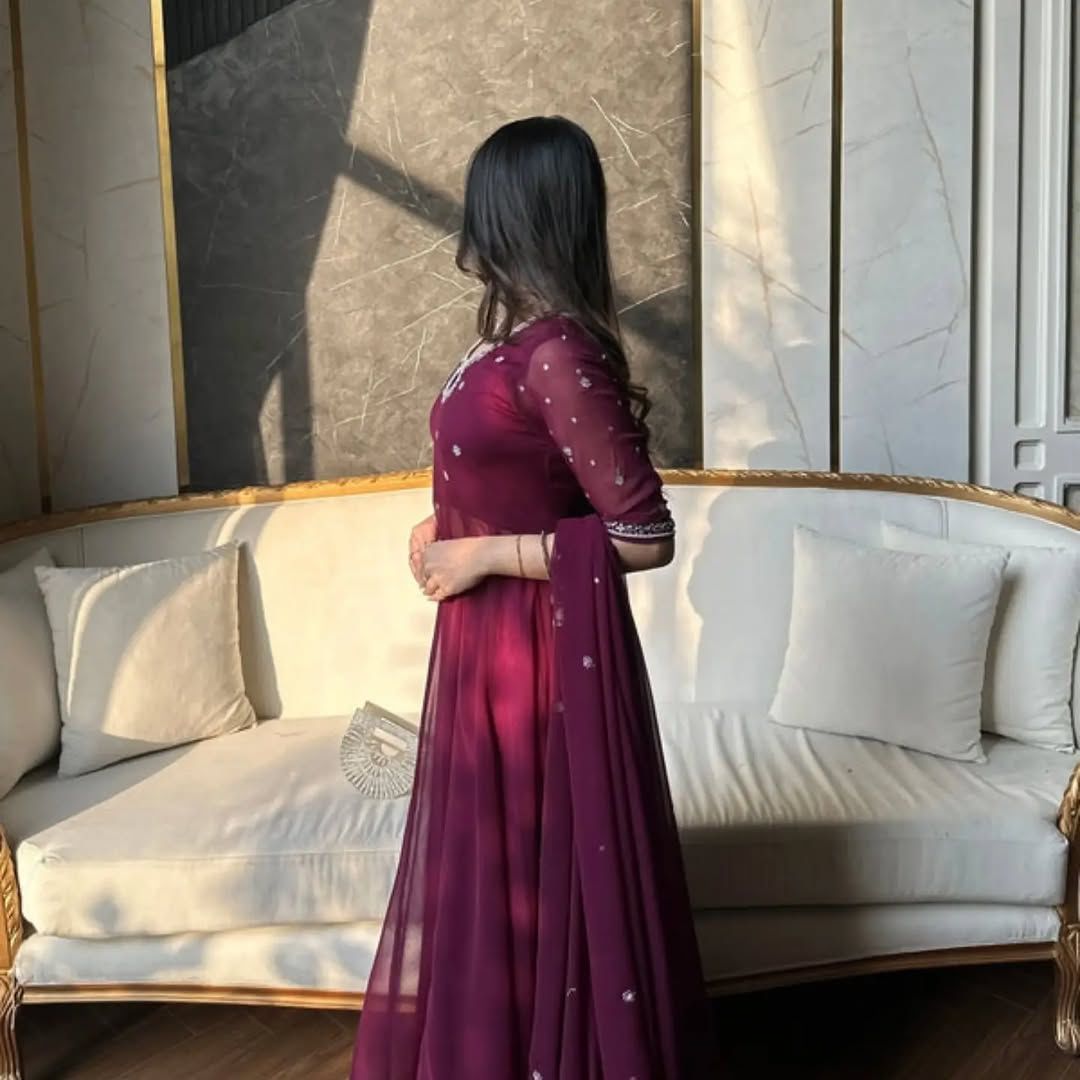 Festive Handcrafted Chermouse Silk 3-Piece Suit