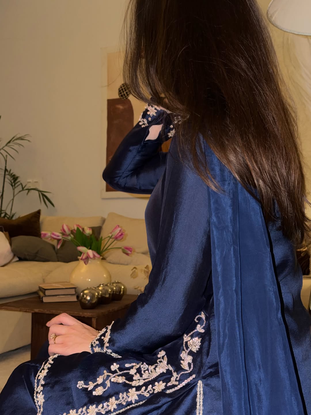 DESIGN CODE :Luxurious Hand-Embroidered Chermouse Silk Fabric 3-Piece Suit