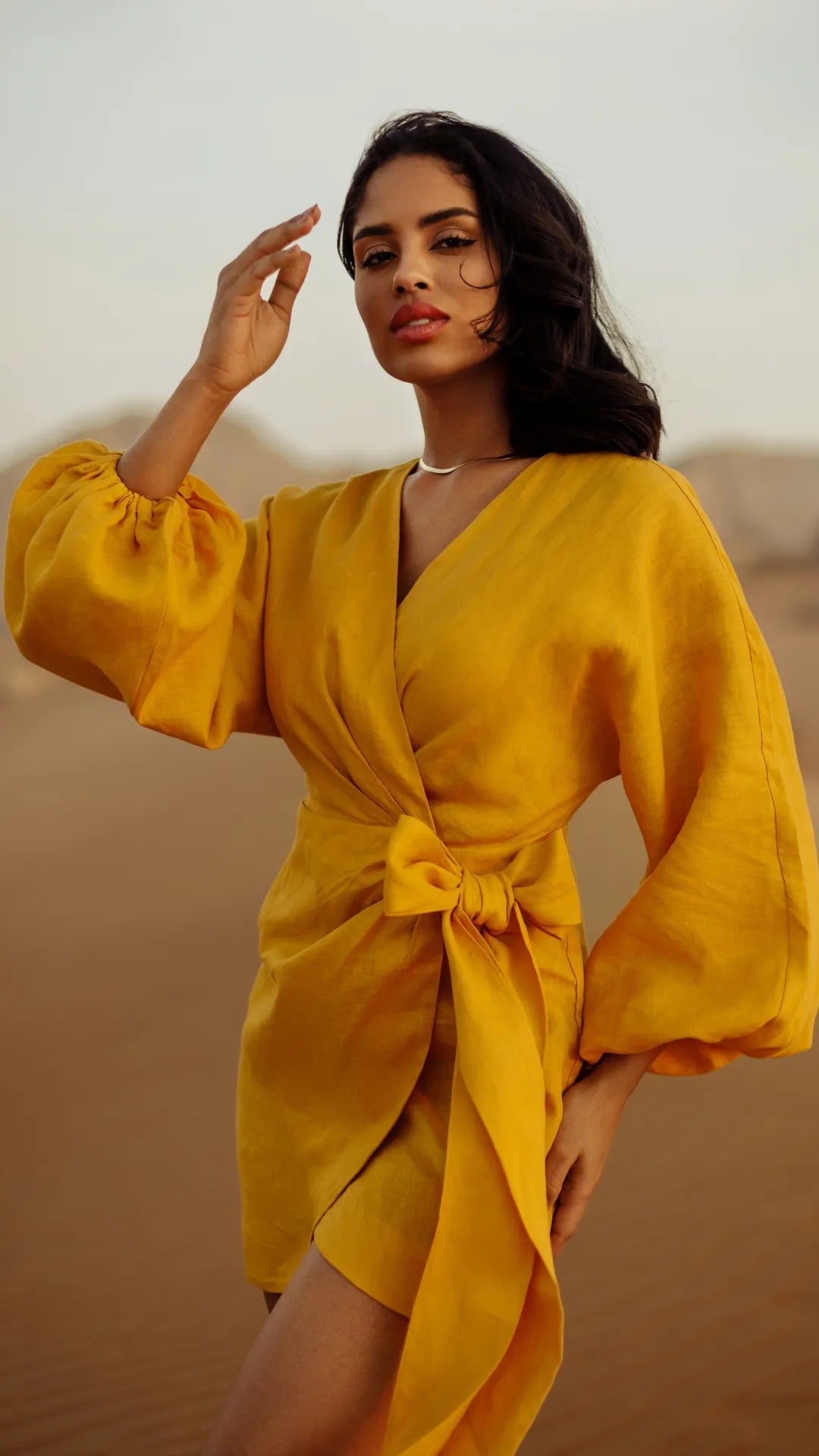 Design Code: Linen evening wrap dress
