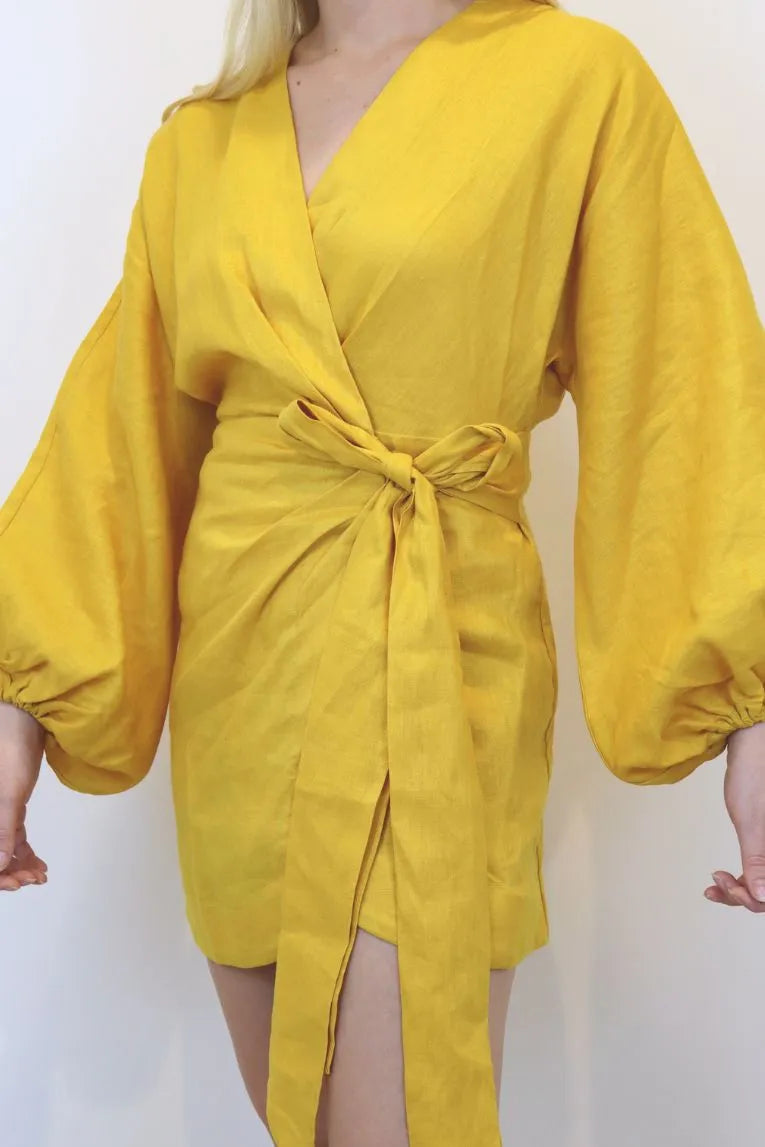 Design Code: Linen evening wrap dress